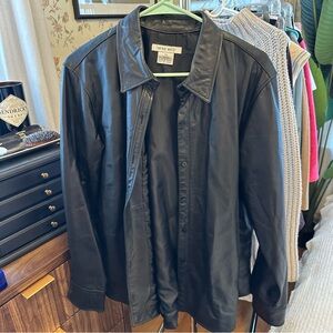 Vintage Nine West black leather button up sz XL